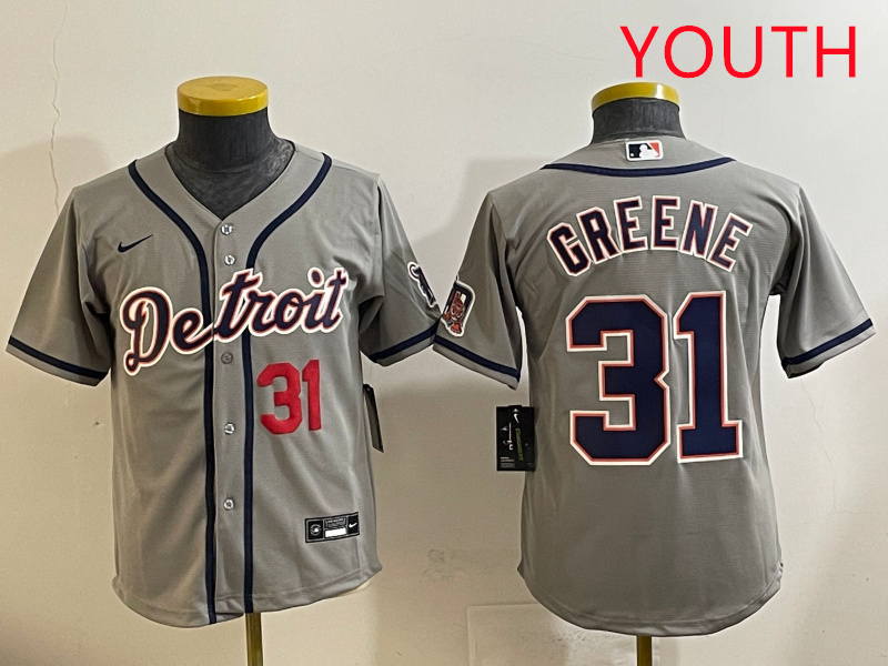 Youth 2025 Detroit Tigers #31 Greene grey Nike MLB jersey style 2->youth mlb jersey->Youth Jersey